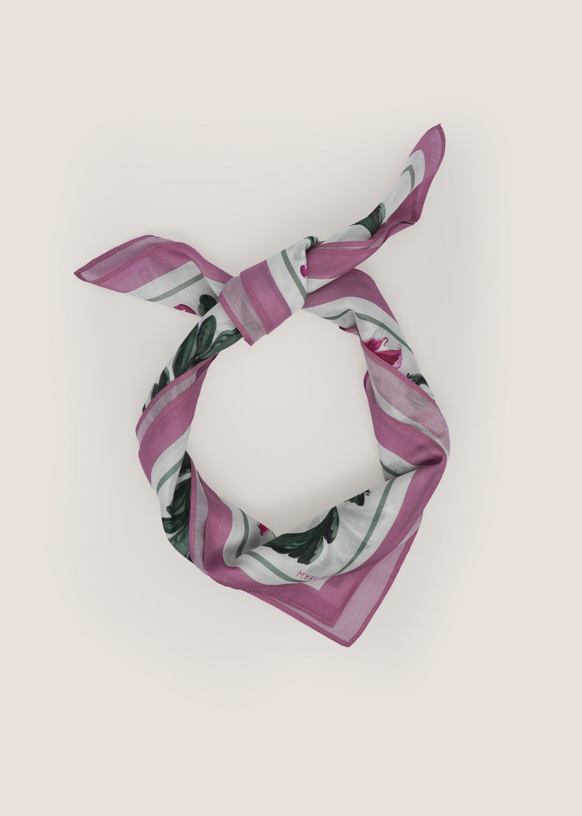 Mairose silk-cotton scarf tied in a knot