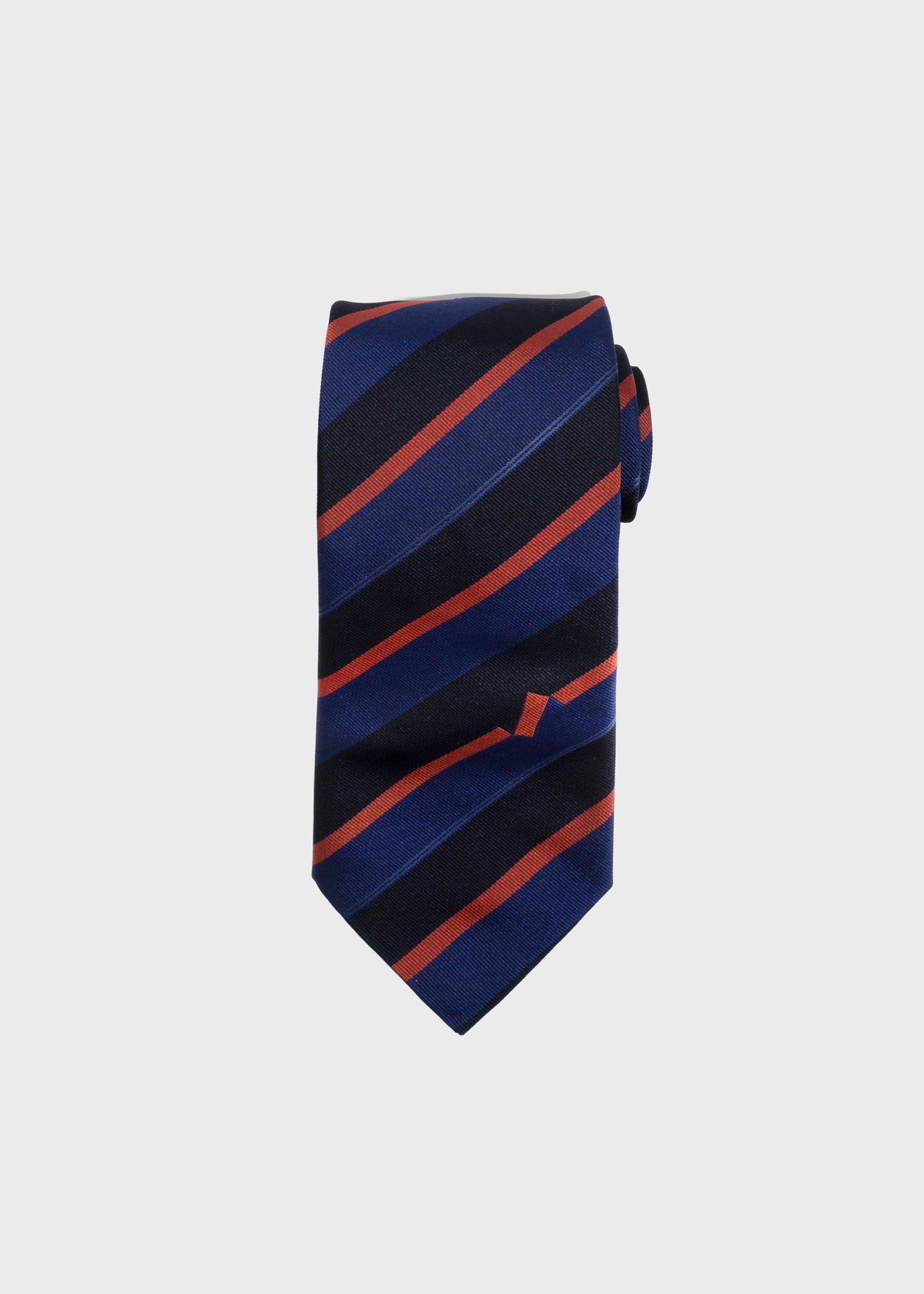 Close-up of the navy and red stripe on the Accent silk tie